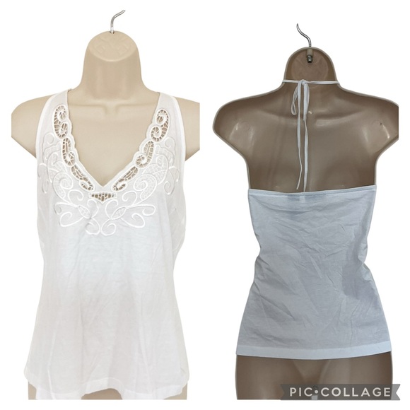 New York & Company Tops - NWT New York & Company White Eyelet Halter Top Festival Size Large